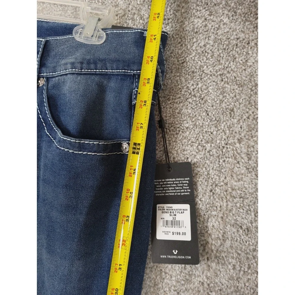 True Religion 32x32 Geno Big T Flap 5 Pockets Design 70045 Jeans NEW $199